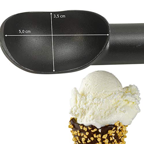 Gastronette® Cucharada de helado Cuchara para servir 1/24 volumen de bolas de helado de forma negra a mano, gastronomía, raspador de hielo, para ratones, igón, restaurante, helado con frutas y nueces