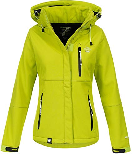 Geographical Norway Touna B - Chaqueta de tejido softshell con capucha para mujer Verde limón. L