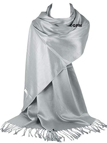 GFM Marca Superficie lisa y lisa, pañuelo satinado estilo pashmina (L9-160-43-Ch)