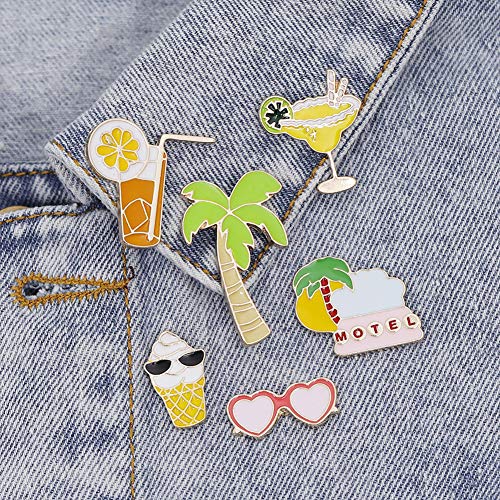 ghfashion Pin De Broche De Solapa Esmaltado Bonito Unisex, Copas De Jugo De Naranja De árbol De Coco, Broche De Esmalte para Helado, Insignia De Bolsa C1103-2