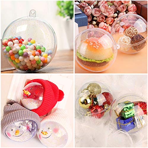 Gifort 20 Piezas Bolas de plástico Transparente 8cm, Bolas Transparentes para Rellenar, DIY Adornos Plástico de Árbol Navidad Personalizadas para Manualidades Decoración del Festival Fiesta