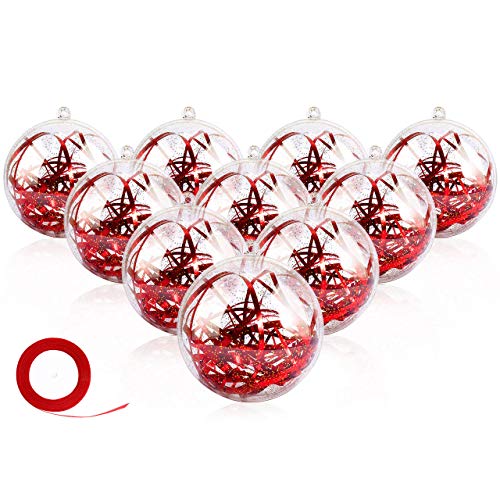 Gifort 20 Piezas Bolas de plástico Transparente 8cm, Bolas Transparentes para Rellenar, DIY Adornos Plástico de Árbol Navidad Personalizadas para Manualidades Decoración del Festival Fiesta