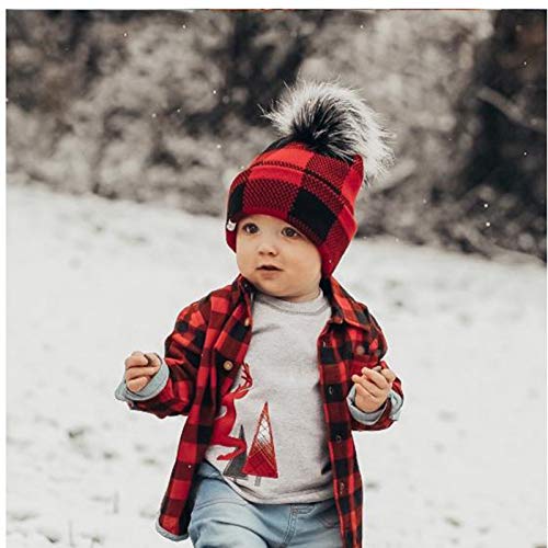 g/j/f Sombreros para Padres Y Bebés Mezcla De Dos Colores, Gorro De Punto Cálido De Invierno para Madre E Hija/Hijo, Gorro Familiar, Gorro De Esquí Cálido para Invierno