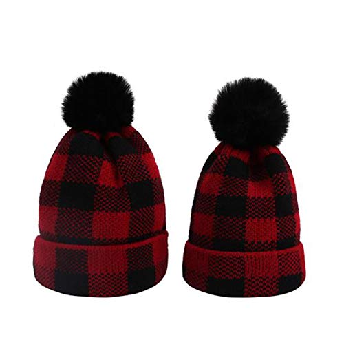 g/j/f Sombreros para Padres Y Bebés Mezcla De Dos Colores, Gorro De Punto Cálido De Invierno para Madre E Hija/Hijo, Gorro Familiar, Gorro De Esquí Cálido para Invierno