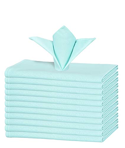 GLAMBURG Juego de 12 servilletas de algodón, servilletas de Tela 46x46 Cm, servilletas de cóctel Suaves y cómodas, servilletas de Boda, Lavables a máquina - Azul Agua