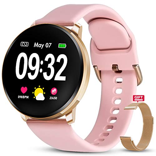 GOKOO Pulsera de Actividad Smartwatch Reloj Inteligente con podómetro, Monitor de Frecuencia Cardíaca Calorías Cronómetro de Monitoreo del Sueño de Android (Rosa) …