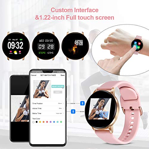GOKOO Pulsera de Actividad Smartwatch Reloj Inteligente con podómetro, Monitor de Frecuencia Cardíaca Calorías Cronómetro de Monitoreo del Sueño de Android (Rosa) …