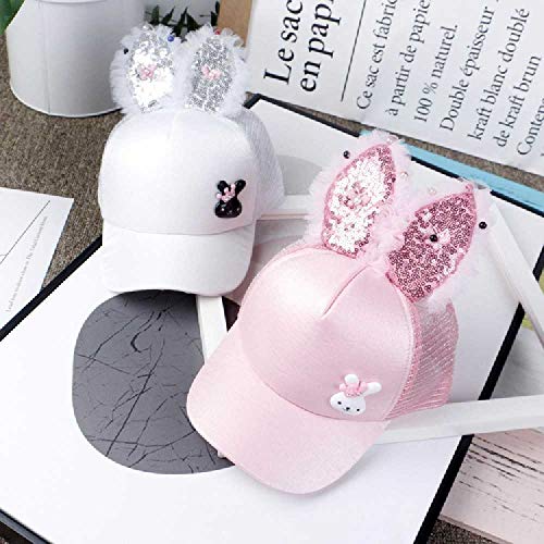 Gorras De Malla Para Niños Gorras Con Forma De Niños Y Niñas Orejas De Conejo Lentejuelas Gorra De Malla Gorra De Béisbol De Viaje Sombrero De Sombrilla Para Bebés 50-52CM ajustable / Tres perlas