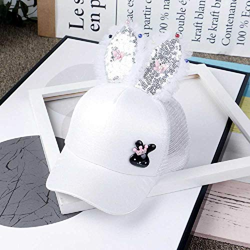 Gorras De Malla Para Niños Gorras Con Forma De Niños Y Niñas Orejas De Conejo Lentejuelas Gorra De Malla Gorra De Béisbol De Viaje Sombrero De Sombrilla Para Bebés 50-52CM ajustable / Tres perlas