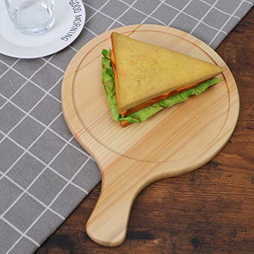 GPWDSN Tabla de Madera para Pizzas, Tabla de charcutería, Tabla de Queso, Bandeja para Servir con asa, Bandeja Redonda rústica para Aperitivos de charcutería (9 Pulgadas)