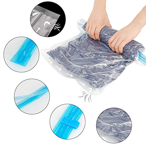 GQC Bolsas de Almacenaje al Vacío 12 Piezas Bolsas de Vacío de Ahorro de Espacio Reutilizables Transparentes para Ropa Edredones Mantas Sin Necesidad de Bomba(6PCS（50 x 35 cm ） 6PCS（60 x 40 cm ）)