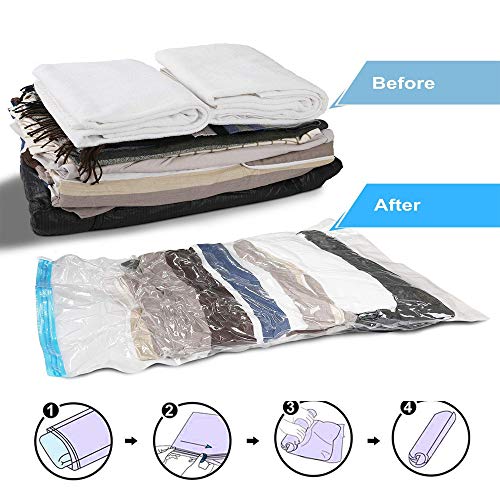 GQC Bolsas de Almacenaje al Vacío 12 Piezas Bolsas de Vacío de Ahorro de Espacio Reutilizables Transparentes para Ropa Edredones Mantas Sin Necesidad de Bomba(6PCS（50 x 35 cm ） 6PCS（60 x 40 cm ）)