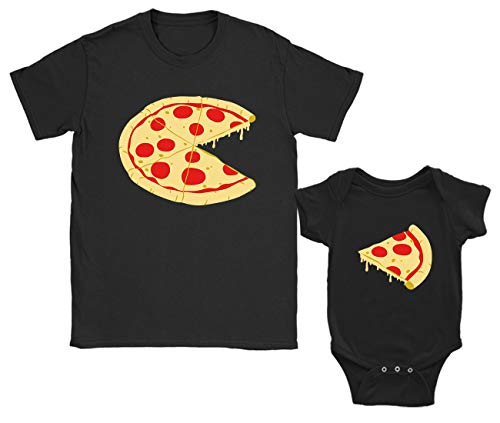 Green Turtle T-Shirts Regalos para Papas Primerizos, Ropa Papa Bebe - Camiseta Padre e Hijo Pizza Negro Small/Bebé Negro 3-6 Mes