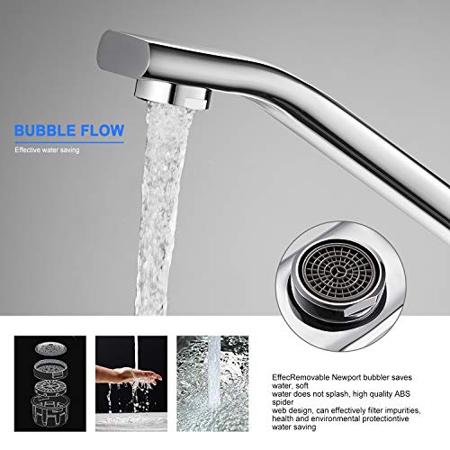 Grifo de Cocina con Caño Bajo, WOOHSE 360° Giratorio Mezclador Monomando para Fregadero Grifería de Lavabo de Latón Cromado Agua Fría y Caliente