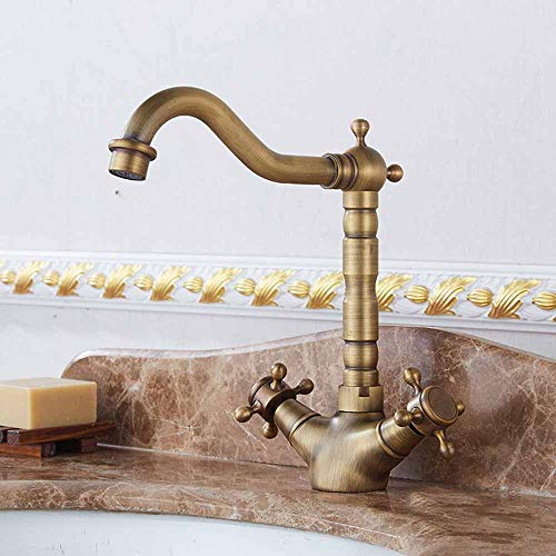 Grifos de lavabo cromados Swan monobloque vintage Baño Cocina Grifería Grifería Lavabo Grifo monomando de baño con doble orificio, grifo monomando de latón antiguo, grifo del fregadero del baño,