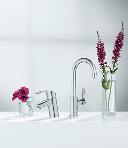 Grohe Eurosmart - Grifo de lavabo 1/2", tamaño S, cartucho de 35 mm, tecnología EcoJoy, acabado cromado StarLight. (Ref. 32154002)