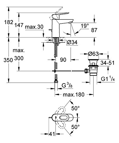 Grohe StartLoop - Grifo de lavabo con acabado cromado (Ref. 23349000)