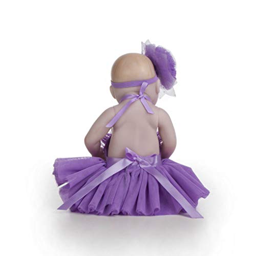 GuDoQi Mini Bebe Reborn Silicona Cuerpo Completo, 22cm Niña Bebé Durmiendo, Realista Renacida con Vestido Morado, Regalo para Niños