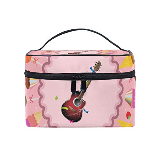 Guitarra De Helado Bolsa Mochila de Maquillaje Almacenamiento Organizador de Cosméticos Portátil Estuche para Mujeres Señoras Niñas