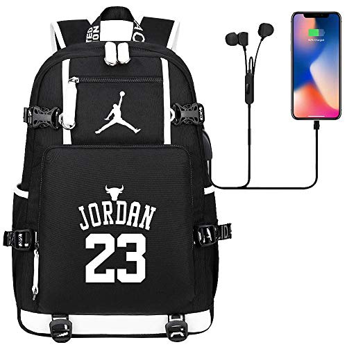 GXB No. 23 Jugador de Baloncesto Mochila Bulls Jordan Sports Rucksack Fan Bag Negro