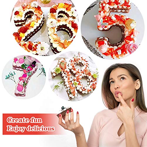 Gxhong Moldes para hornear con Números, Molde de Aluminio para tartas con Números Antiadherentes y Ajustable, Molde para Tartas con Letras y Números para Bodas, Cumpleaños, Bautizos