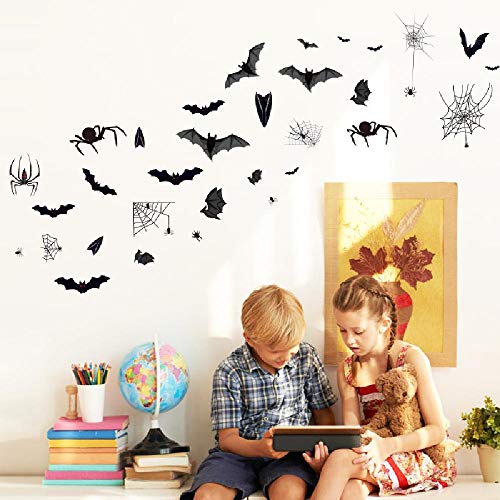 Hallowmas wall stickers bat spiders stick personalized creative decoration stickers cabinet static adhesive free stickers