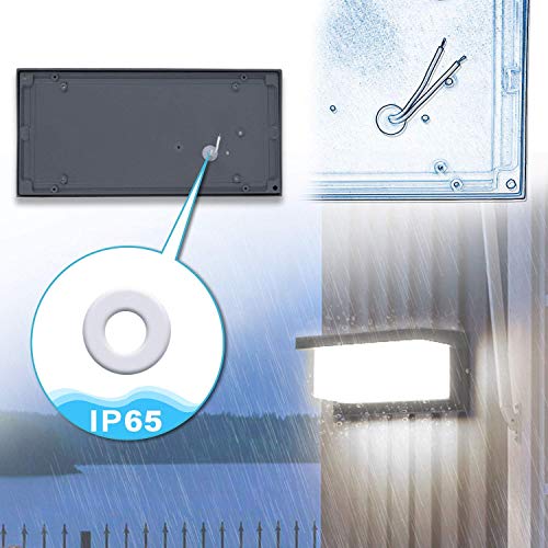 HAOFU Apliques de Pared Lámpara Moderna 10W, LED, 1000Lúmenes,Aplique para exterior, 6000K luz blanco frío,impermeable IP65,Aluminio+Acrílico (blanco frío)