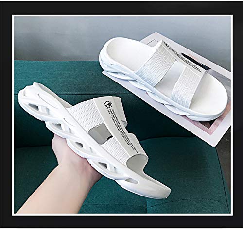 HAOXUAN Calzado Abierto Zapatillas de Goma Material Plano Diapositivas Sandalias Suave Resistente al Desgaste y Antideslizante, Que se Sienta cómodo, Relajado y Libre en Cualquier Entorno,Blanco,44