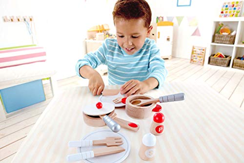 Hape International- Set Completo Utensilios para Cocinitas, Multicolor (E3150)