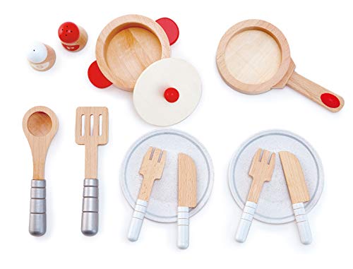 Hape International- Set Completo Utensilios para Cocinitas, Multicolor (E3150)