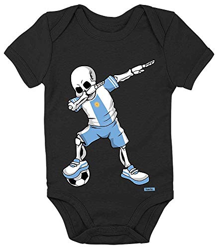 Hariz - Body de manga corta para bebé, diseño de esqueleto de la Selección Alemana de Argentina, incluye tarjeta de regalo negro negro pingüino Talla:0-3 meses