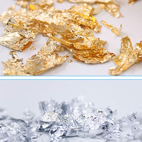 Healifty Foil Paillette Foil Nail Glitter Gold Leaf Schabin Flakes Láminas metálicas para dorar, pintura, manualidades, 9 g (dorado), color Colores variados. Size 1