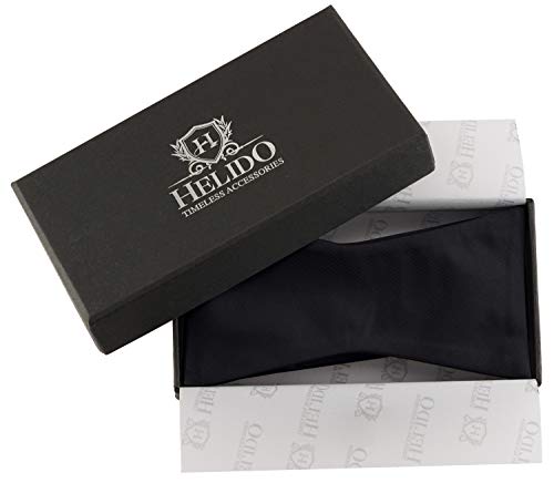 Helido Pajarita de 100% seda para atarse para Hombre + caja de regalo (Negro)