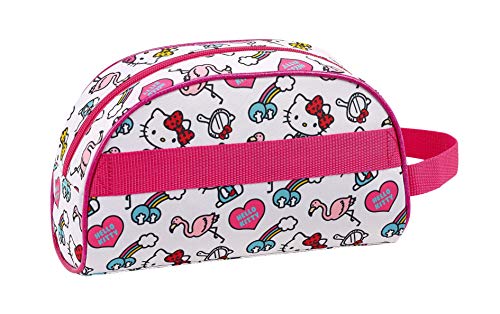 Hello Kitty Accesorio de Viaje Neceser, Bolsa de Aseo Adaptable a Carro, 26 cm, Rosa/Blanco