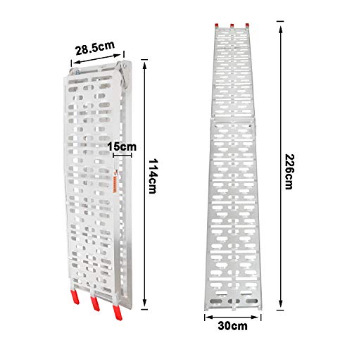 Hengda Rampa de Carga 340 kg rampa de Aluminio Plegable rampa de Motocicleta rampa de Carga Antideslizante para Motocicleta o ciclomotor