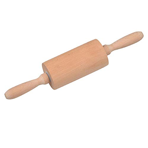 HENJI Rodillo amasar de Madera de Haya Maciza, Antiadherente con Asas de Madera para Pasta, Pastelería, Fondant, Tarta Corteza, Pizza, Pasteles de Masa, etc (S 30 * 5.5cm)