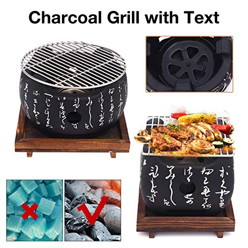 Heoolstranger Parrilla De Carbón De Estilo Japonés, Horno De Carbón De Cocina Japonesa con Texto. Horno Pequeño. Viajes Al Aire Libre, Parrilla Portátil