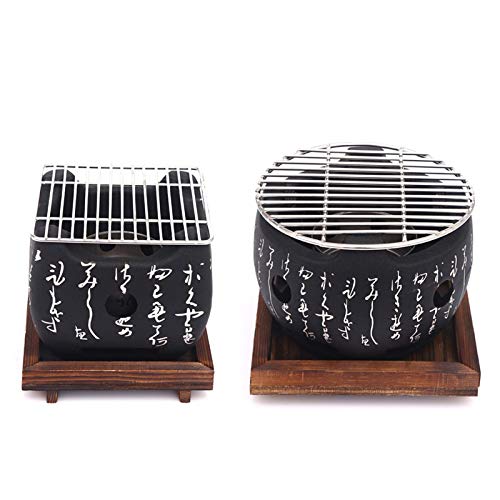 Heoolstranger Parrilla De Carbón De Estilo Japonés, Horno De Carbón De Cocina Japonesa con Texto. Horno Pequeño. Viajes Al Aire Libre, Parrilla Portátil