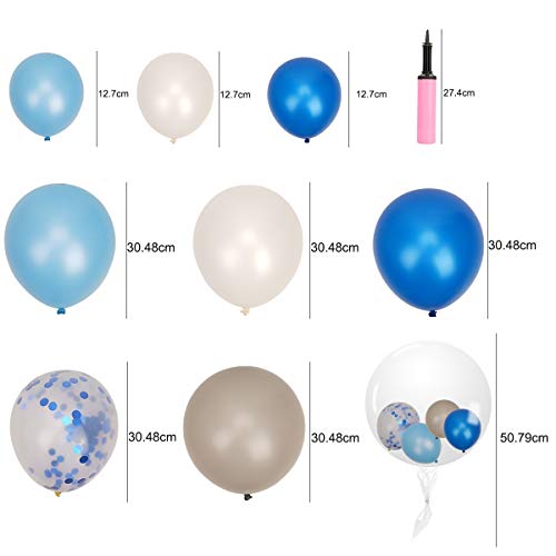 Herefun Kit de Guirnalda de Globos, Kit de Arcos de Globos con Cinta, Herramienta de Atado, Bombas de Globo para Fiesta de Cumpleaños Aniversario Decoración (Azul)