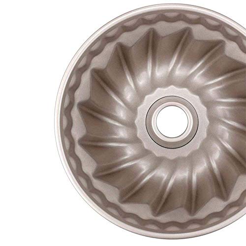 Herramientas para Hornear Molde for pastel Bundt de 7 pulgadas, molde Kugelhopf de acero al carbono antiadherente, aprobado por la FDA for hornear (Champagne Gold), redondo de 7 pulgadas para Entusias