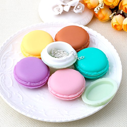 Hfior Mini organizador de joyerías, con forma de pastel de macarón, estuche de almacenamiento para anillos, pendientes, collares, regalo para niñas, madres y mujeres, color rosa