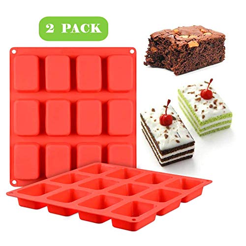 HLDUYIN Pan De Molde Pequeño Molde De Silicona para Hornear, Silicona Molde para Cubos De Hielo, Chocolate, Dulces, Magdalenas, Molletes De Hornear Y La Flor 2Pack