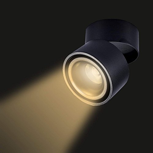 Hobaca® 12w Montado en superficie LED Punto de luz 360 ° Foco de techo ajustable Cocina Sala estar Tienda accesorios de iluminación gabinete Mini vitrinas Iluminación de pared - Negro Blanco cálido