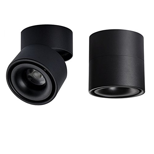 Hobaca® 12w Montado en superficie LED Punto de luz 360 ° Foco de techo ajustable Cocina Sala estar Tienda accesorios de iluminación gabinete Mini vitrinas Iluminación de pared - Negro Blanco cálido