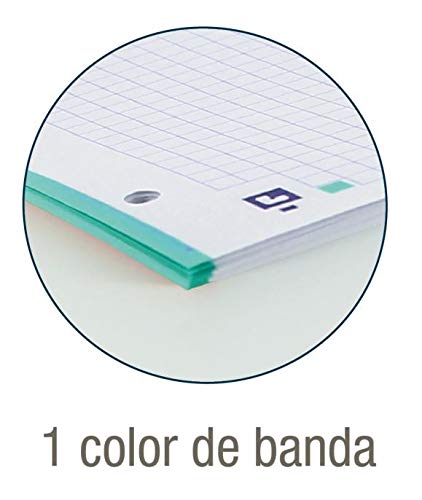 Hojas cuadriculadas A4 Recambio Oxford. Banda color Ice Mint. 100 Hojas. Cuadrícula 5x5.