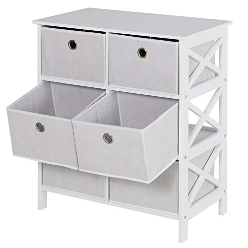 HOMCOM Armario de Almacenje Organizador de 6 Cajones con Marco X en Ambos Lados Diseño Simple Ligero 64,5x37,5x76 cm Blanco