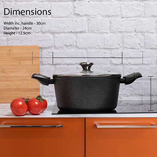 Home Icon Cazuela Asas extraíbles – Revestimiento Antiadherente Whitford de Granito y Cobre – Compatible con cocinas de inducción – 24cm (9.5") 4.5L