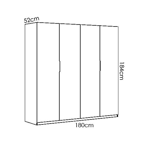 HOMEKIT Armario 4 Puertas batientes, Blanco BRILO, 180x204x52 cm