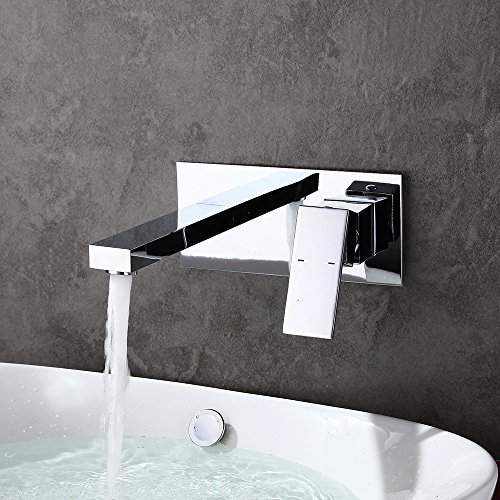 HOMELODY Grifo de Lavabo para Montaje en Pared Monomando para Baño Grifería Anti-ruido ABS Aireador sin Salpicaduras