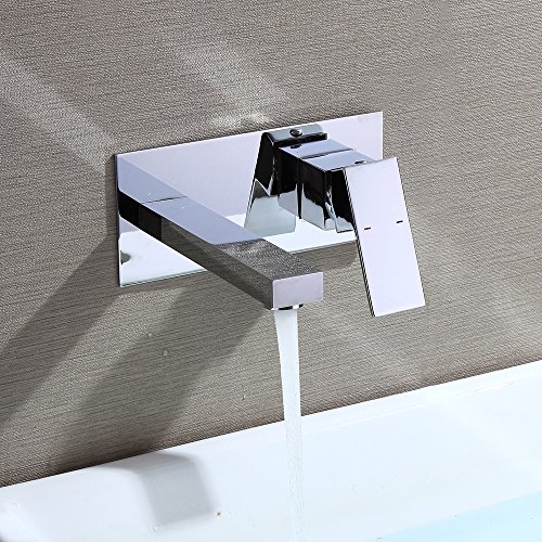 HOMELODY Grifo de Lavabo para Montaje en Pared Monomando para Baño Grifería Anti-ruido ABS Aireador sin Salpicaduras